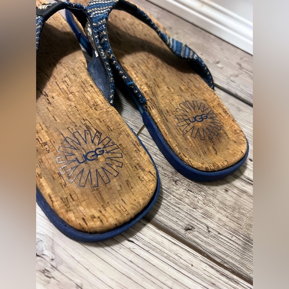 UGG Braven Diego Flip Flops Cork Casual Woven Vacation Beach Resort Wear - Picture 2 of 6